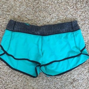 Teal colored Lululemon shorts